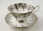draw royal alberty cup and saucer with silver grape pattern